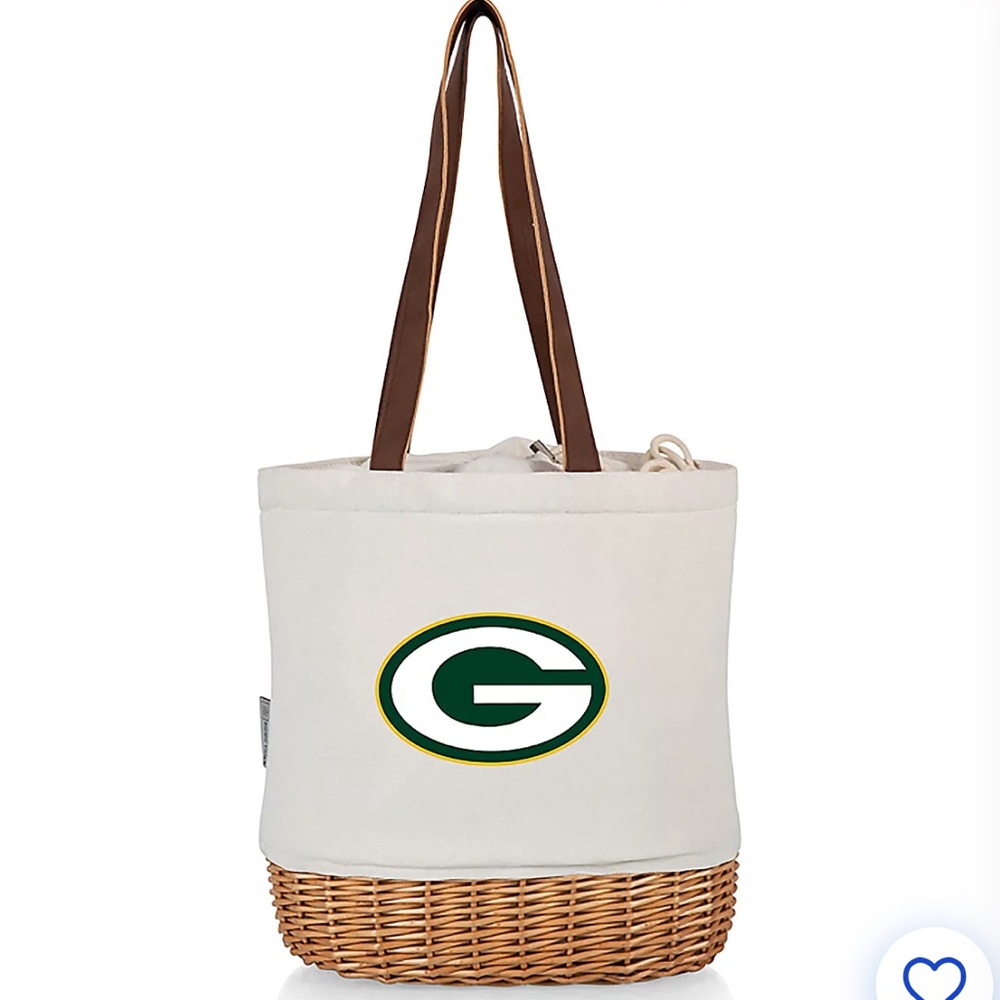 Green Bay Packers Pico Willow And Canvas Lunch Basket Tote Bag